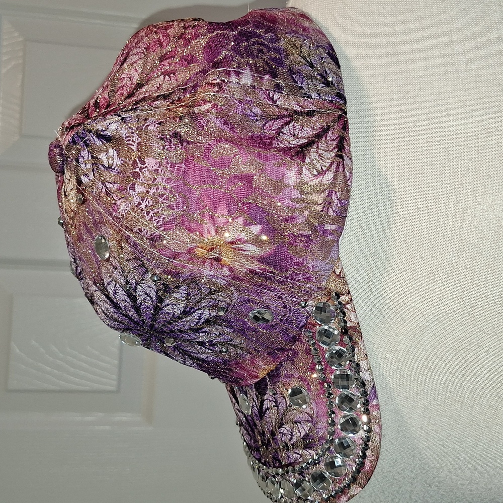 Designer FRANCE CLASSICAL FASHIONABLE Embellished Pink Cap 1 Size Fit All